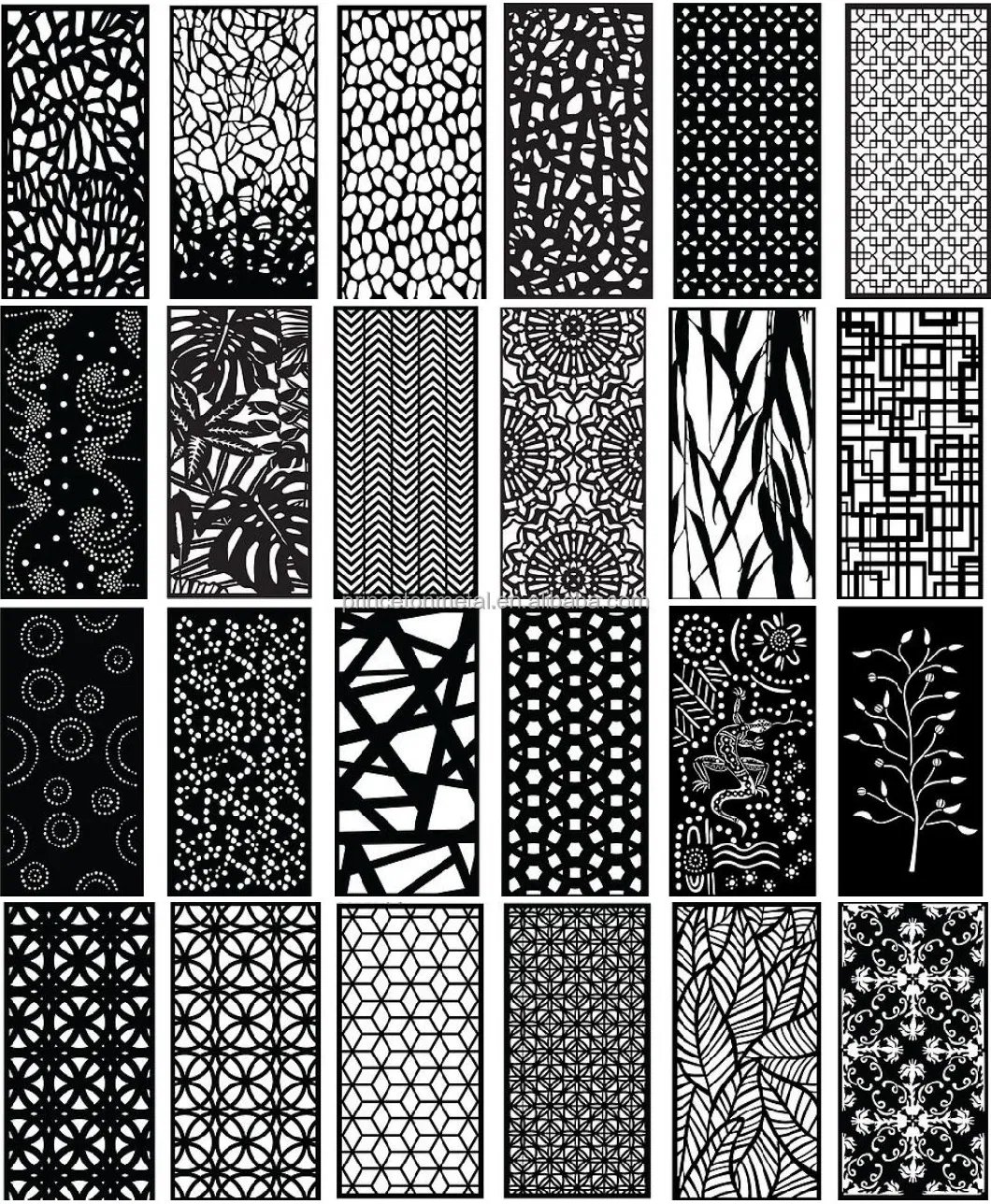 Princeton Black Laser Cut Decorative Aluminum Privacy Panels Designs for Fence Screen