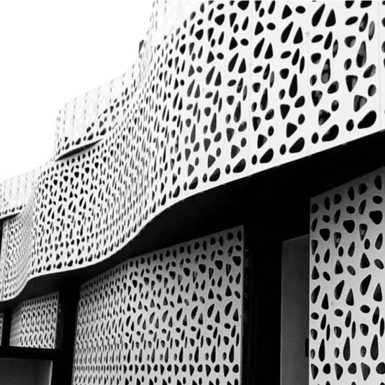 PVDF-Baumaterial-Fassadenverkleidung, Aluminium, lasergeschnitten, perforiert, dekoratives Sieb, massive Fassadenplatte aus Metall