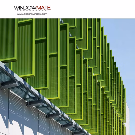 Vertikale Aluminium-Tragflächenlamellenfenster-Sonnenschutzwand mit motorisierter Lamellenwand